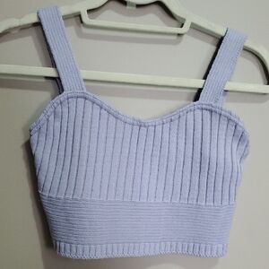 Lilac Ribbed Knit Crop Top Size Small